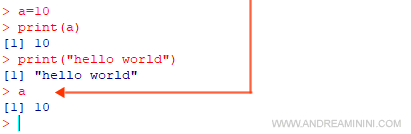 come visualizzare o stampare il contenuto di una variabile nel linguaggio R tramite la console