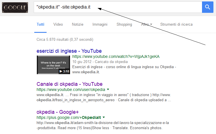 esempio di ricerca informazioni sulla reputazione del sito tramite Google