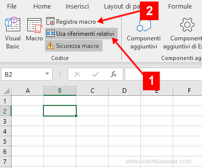 registro una macro con i riferimenti relativi