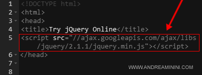 come implementare jQuery sul sito senza installazione