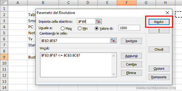 Premere su Risolvi