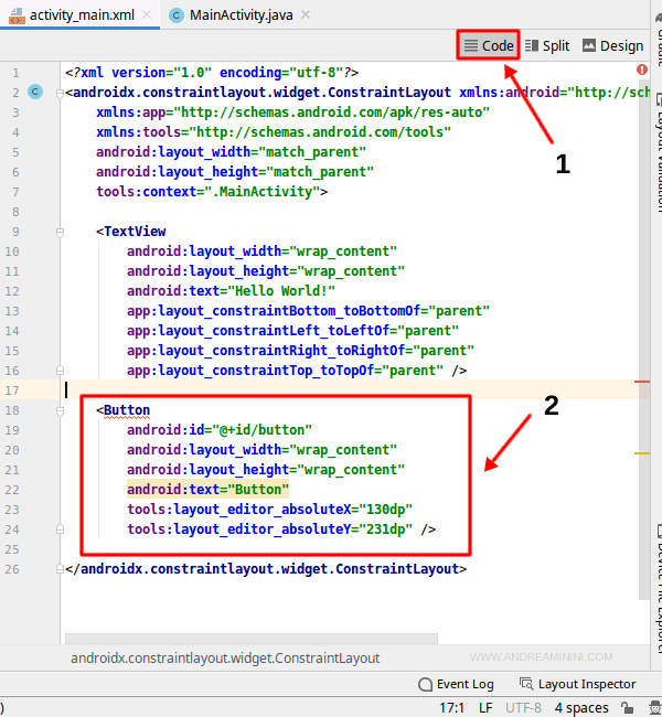 il codice XML del componente