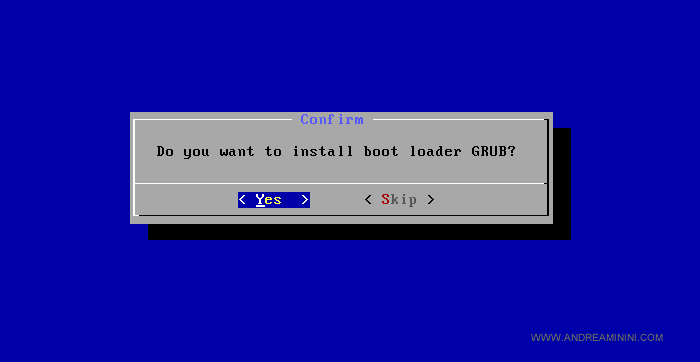 seleziono yes al loader GRUB