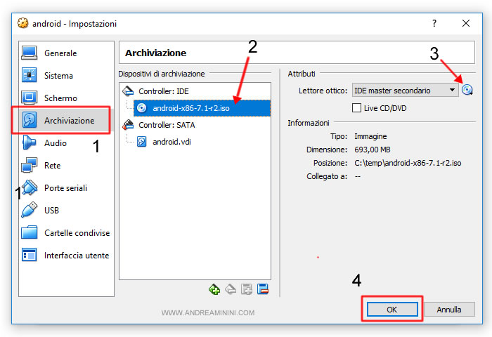 seleziono il file ISO di Android