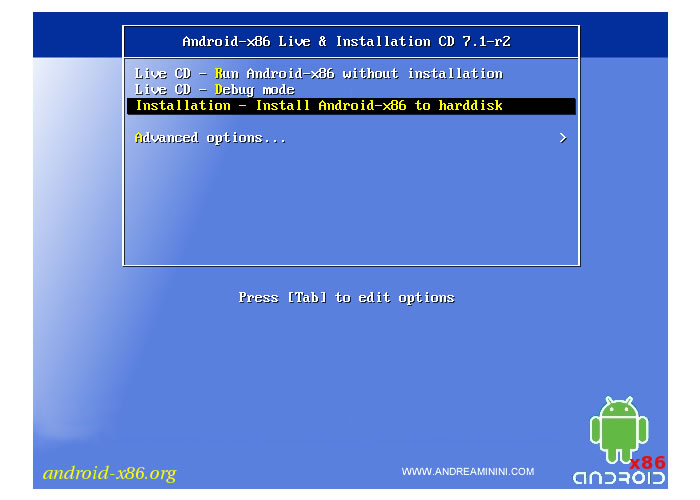 seleziono Installation Android