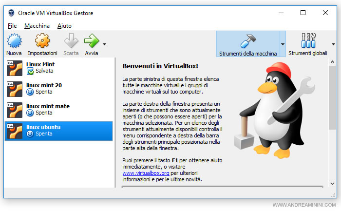 il sistema operativo Linux su una macchina virtuale dentro il PC Windows o Mac