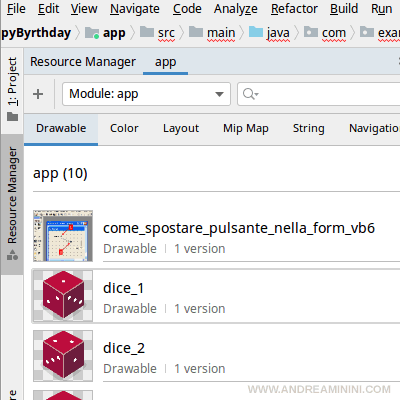 la visualizzazione del drawable