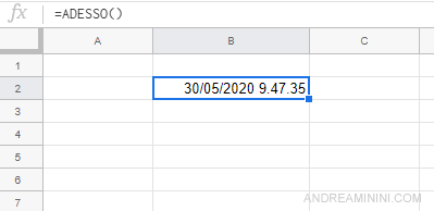 come visualizzare l'ora e la data corrente corrente su Excel, Calc, Fogli