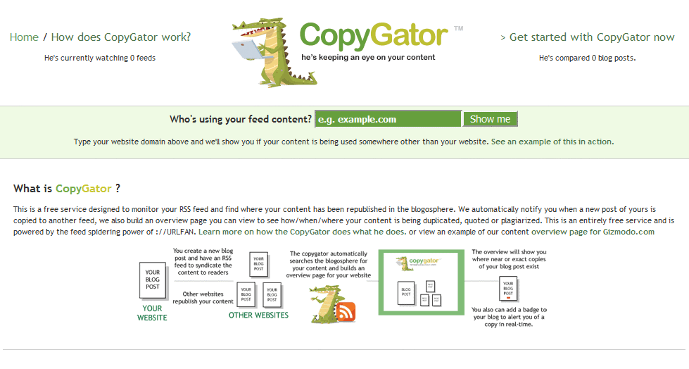 la home page del sito CopyGator
