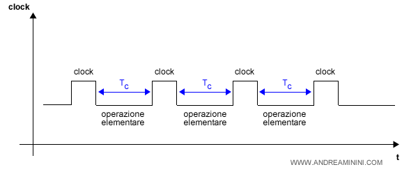 il clock segna l'inizio di un ciclo in cui viene eseguita un'operazione elementare