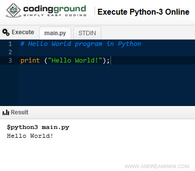 l'emulatore Python3 online