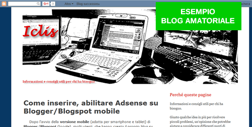 esempio di blog amatoriale su blogger