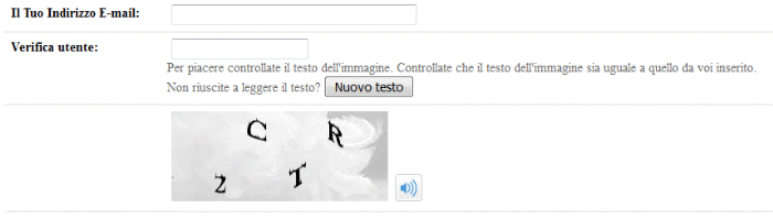 un esempio di codice Captcha