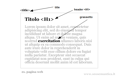 alcuni fattori della SEO on-page o on-site : il grassetto, il title, il titolo H1, ecc.