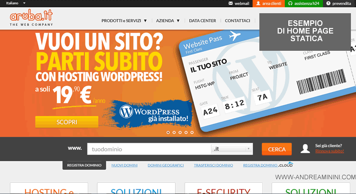 esempio di home page statica