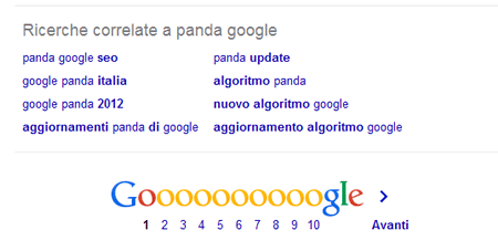 le ricerche correlate dei termini nei risultati di ricerca di google