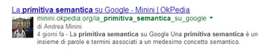 INDICATORE AUTORE ( FACCETTA ) NEL RISULTATO DEL MOTORE DI RICERCA GOOGLE