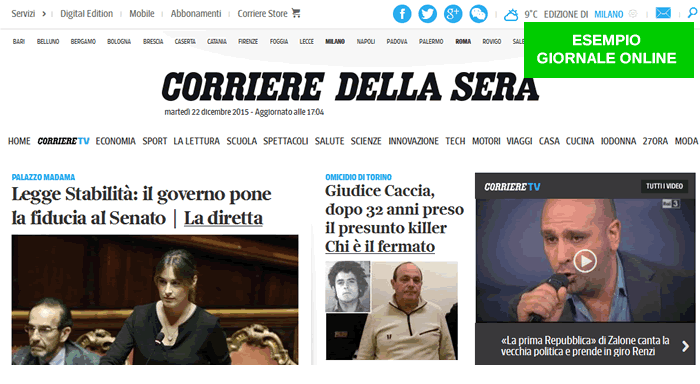 un esempio di giornale online