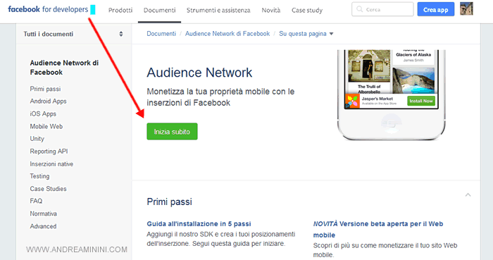 cliccare sul pulsante verde Inizia Subito