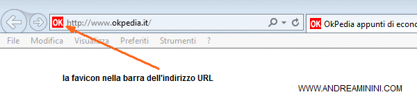 la Favicon sulla barra degli indirizzi del browser