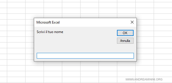 un esempio pratico di utilizzo della funzione InputBox