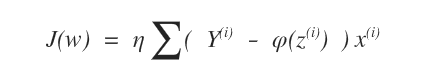 la funzione obiettivo di adaline J(w) = 1/2 S(Y(i)-F(z(i)))^2