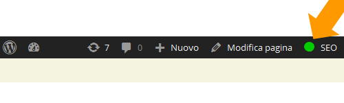 il segnalatore luminoso di Yoast per indicare il livello di ottimizzazione seo di una pagina web
