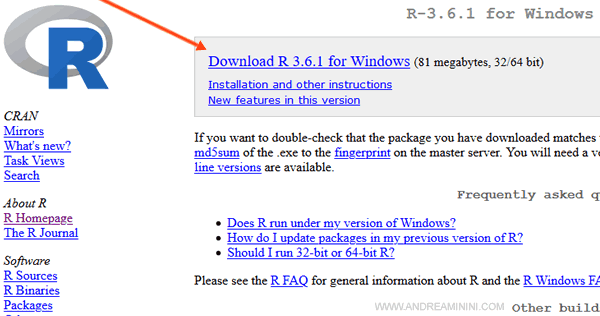 clicco su Download R