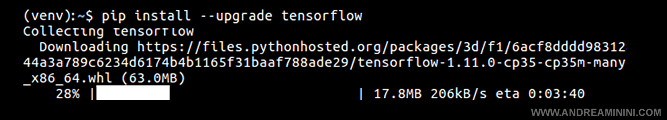 l'installazione di tensorflow