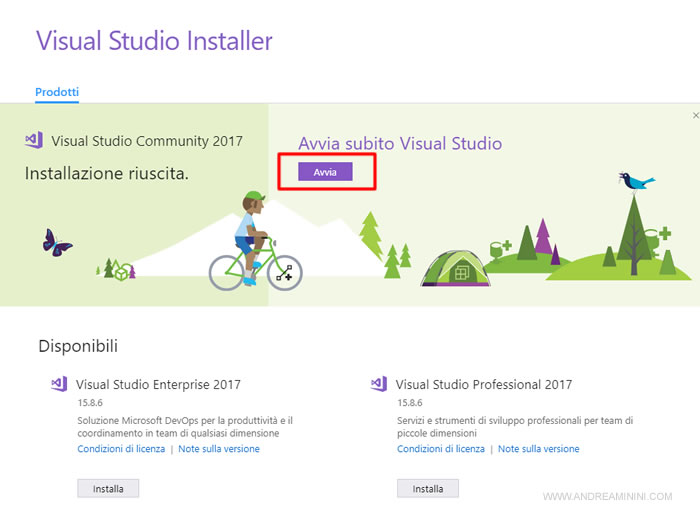 premi su avvia Visual Studio