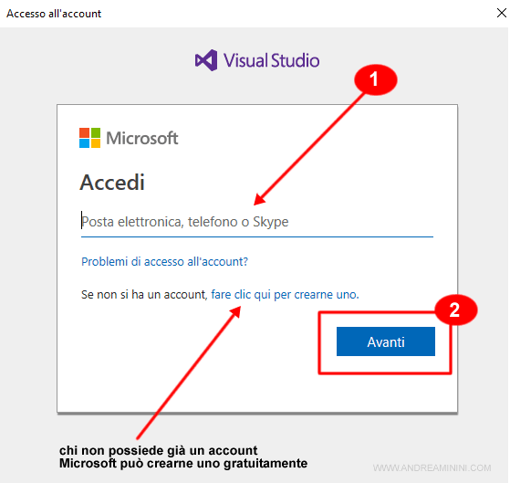 l'accesso a Visual Basic richiede un account Microsoft