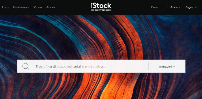 la home page di iStockPhoto