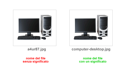 la prima immagine ha un nome del file immagine senza significato mentre la seconda ha un significato semantico di senso compiuto. 