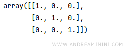 la funzione numpy.eye(3)