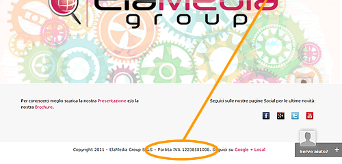 partita iva nel footer del sito