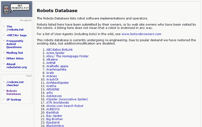 elenco degli agenti bot