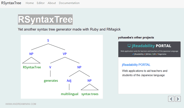 esempio di albero sintattico realizzato con RSyntaxTree