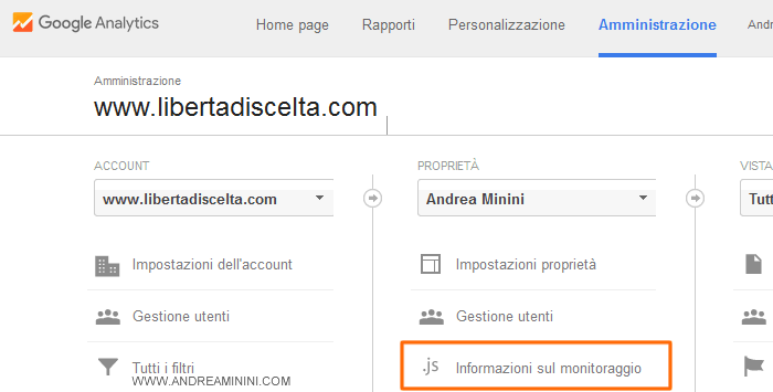 clicco su Informazioni di monitoraggio
