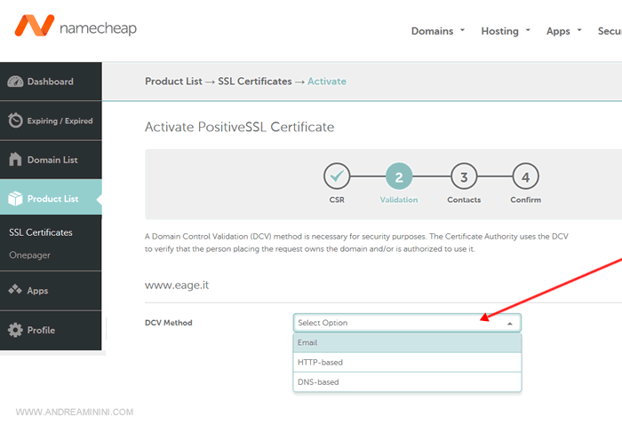 i metodo di validazione del certificato