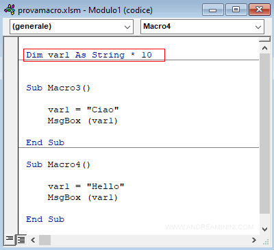 le variabili di modulo