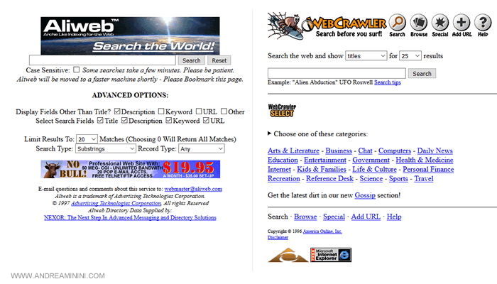 i primi search engine della storia