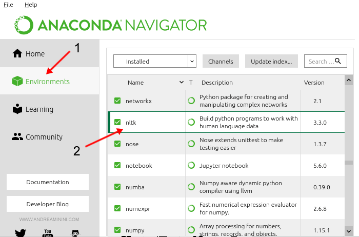 come verificare se NLTK è installata su Anaconda