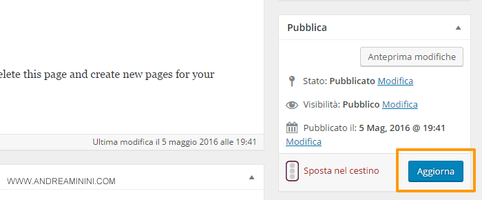 registra le modifiche alla pagina