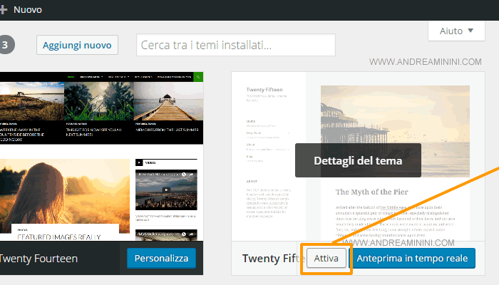 attiva Wordpress sul sito