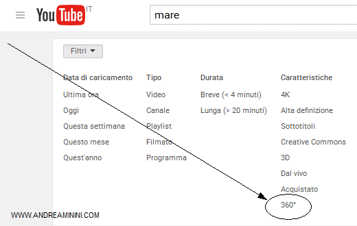 come trovare i video a 360° su YouTube